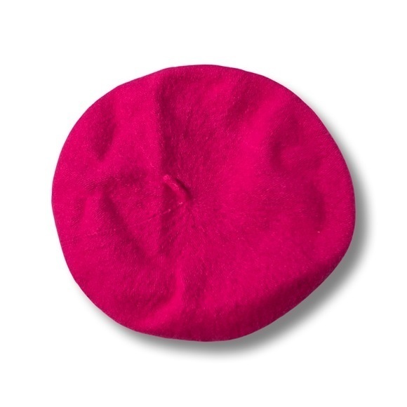 Pink wool beret hat neon hit stylish french millinery headpiece - Picture 2 of 9